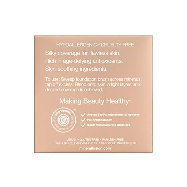 Mineral-Fusion-MF1001-Pressed-Powder-Foundation-032-Ounce Mineral Fusion Pressed Powder Foundation, Warm 2 - Med Skin w/Yellowish Undertones, Age Defying Foundation Makeup with Matte Finish, Talc Free Face Powder, Hypoallergenic, Cruelty-Free, 0.32 Oz