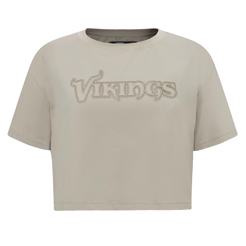 Pro Standard Womens NFL Minnesota Vikings Neutral Short Sleeve Boxy Tee Taupe XL
