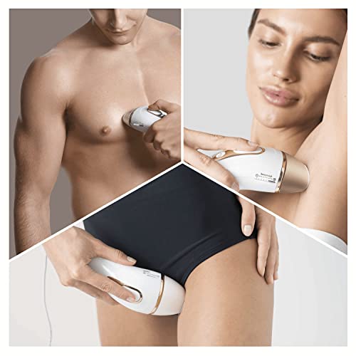 Braun Silk-expert Pro 5 Depiladora Mujer Luz Pulsada IPL y Maquinilla de Afeitar, Alternativa a la Depilación Láser en Casa, Unisex, PL 5014MN, Blanco/Dorado, Tamaño Único