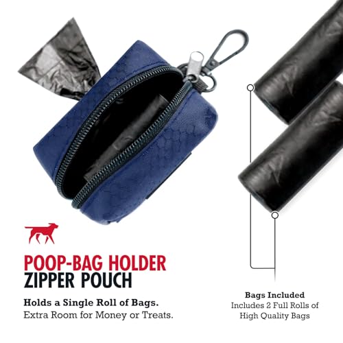 Image of Tuff Pupper Dog Poop Bag Holder | Works with Any Dog Leash | Zippered Waste Bag Dispenser | Waterproof with Rust-Proof Clip | Convenient Lightweight Design | Includes 2 Rolls of Leak-Proof Bags