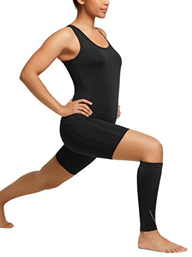 Tommie Copper Manga de panturrilha de compress o de desempenho unissex, Black with Tonal Stitch, X-L