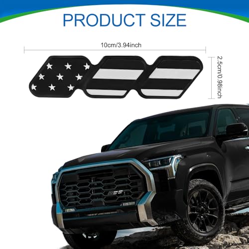 Image of Tri-Color Grille Decor Badge, Front Grill Emblem, Tri-Color Grille Badge Emblem Decoration Accessories, Grille Insert Trims Car Decor Fit for Tacoma 4Runner Tundra (Black Flag)