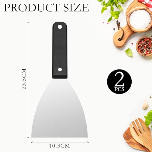 ACKKOR 2er-Pack Grillspachtel aus Edelstahl, Abgewinkelte Grillreinigungs-Schaber, Küchenspachtel für Grillplatte, Pizza, Pfannkuchen, für Innen- und Außenbereich