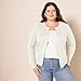 Amazon Essentials Women's Lightweight Crewneck Cardigan Sweater (Available in Plus Size), Ivory, Medium