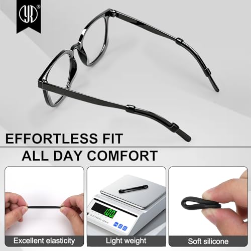Image of YR Soft Silicone Eyeglasses Temple Tips Sleeve Retainer, Anti-Slip Elastic Comfort Eyeglass Ear Grippers for Eyeglasses Sunglasses Reading Glasses Eyewear, 10 Pairs Black