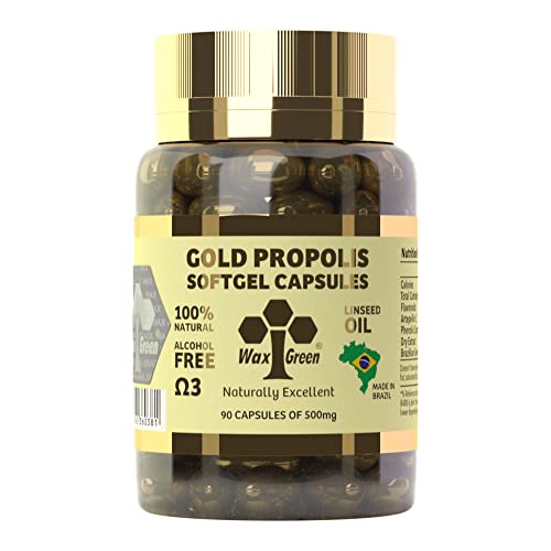 Kit com 6, Própolis Verde Gold Em Cápsula, Extrato Seco 87%, Wax Green