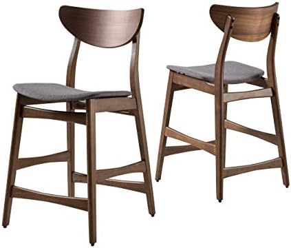 Christopher Knight Home Gavin Counter Chairs, 2-Pcs Set, Dark Grey / Walnut Finish Christopher Knight Home Gavin Counter Chairs, 2-Pcs Set, Dark Grey / Walnut Finish