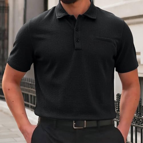 Breeze Polo Shirts Camisas Polo para Hombre Color Negro Talla Large miniatura 3
