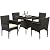 Yaheetech 5-Piece Patio Furniture Set, Outdoor Rattan 4 Dining Chairs & Tempered Glass Table with Umbrella Hole, for Garden Backyard Deck Balcony, Brown/Beige