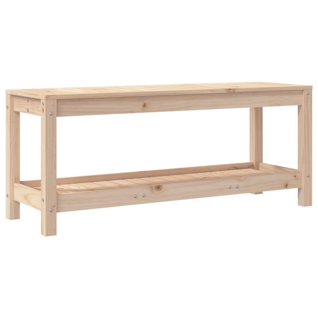 Banc de jardin en pin massif 108 cm avec étagère basse pour patio et cour