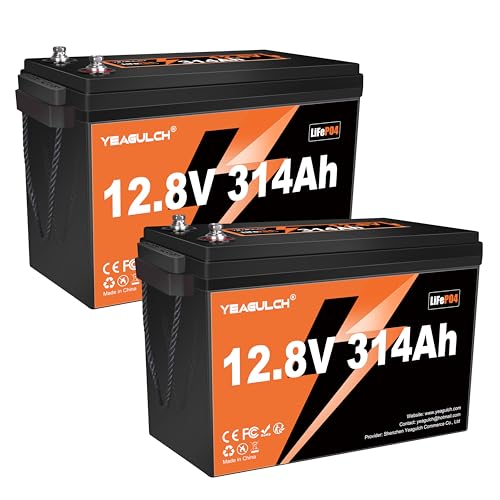 2-Pack 12V 314Ah LiFePO4 Battery for RV, Marine, Solar