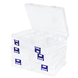 3 St&uuml;ck 8 Gitter Transparenter Aufbewahrungsbox mit F&auml;chern, Einstellbares F&auml;chern Sortierbox Aufbewahrungs Box, Stapelbar Doppelte Schnalle Plastik Organizer Box f&uuml;r Zubeh&ouml;r Perlen Schmuck N&auml;hf&auml;den