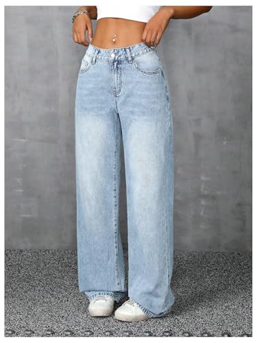 WDIRARA Women's Bowknot Embroidery Y2k Jeans Straight Leg Cute Denim Pants2