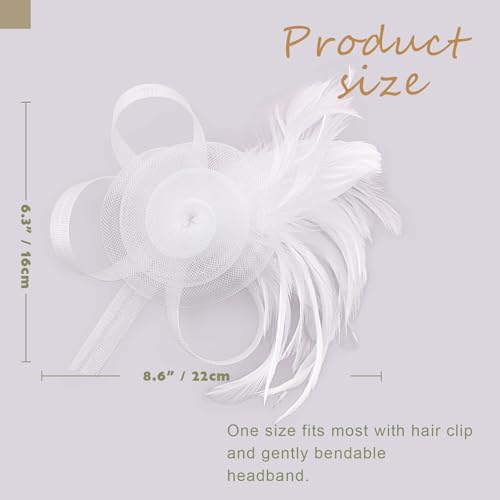 Image of DRESHOW Fascinators Hats for Women Tea Party Fascinator Hats Vintage 50s Headwear Cocktail Wedding Church Derby Hat