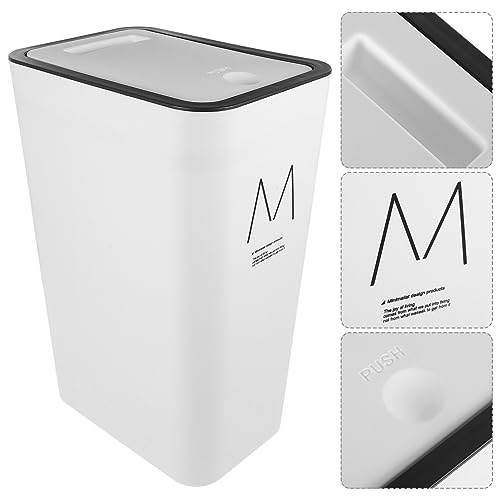 Zerodeko 10L White Kitchen Bin Pressure Trash can Slim Lidded Rubbish Bin for Home Bathroom Office, 33X22X15.5CM - Image 3