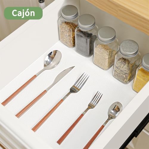 Miniatura 4 de Wohomuke Alfombrilla Para Cajón 44.5x600cm Protector Cajones Cocina Eva Plastico Protector Para Muebles 44.5x600cm,Blanco