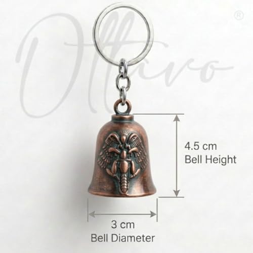 Image of OTTAVO Guardian Bell Keychain, Oxidized Copper, Tibetan Style, 5 cm Height, Good Luck Charm