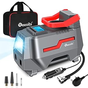 Reesibi 240V Tyre Inflator Air Compressor, Tyre Inflator Mains Powered 240V AC and 12V DC Dual Power, Air Compressor…