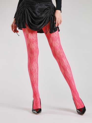 Image of TBFT Guling one pair sexy black or hot pink stockings pantyhose fishnet tights lace leggings for women Christmas rose pattern
