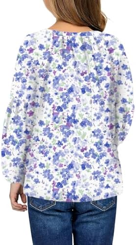 blibean Girl Flower Bell Sleeve Blouse Floral Fall Tops 4-15 Years