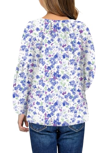 blibean Girl Flower Bell Sleeve Blouse Floral Fall Tops 4-15 Years