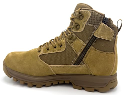 LAPG Men's Sector 6" Side-Zip Duty Boot, Comfortable & Durable Tactical Work & Hiking Boots for Men, Coyote3