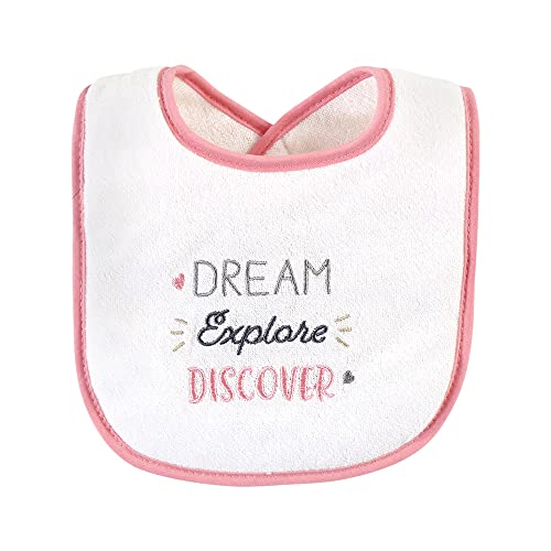 Image of Hudson Baby Unisex Baby Cotton Terry Drooler Bibs with Fiber Filling, Pink Girl Woodland, One Size