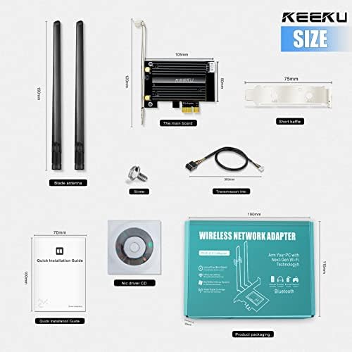 KEEKU AC1200 Mbps PCI-E WiFi Card Bluetooth 5.0 Dual Band 2.4GHz/5GHz PCI-E Wireless PCI Express Adapter Internet Network Card Support Windows 10 for Desktop