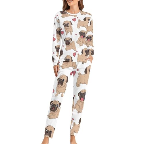 Ensemble de pyjama femme pour vos soirées cocooning à la maison, tenue d'intérieur Carlin brun
