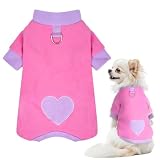 YKYUASD Fleece Dog Pajamas Cute Love Heart Puppy Sweaters Warm Soft Jumpsuit Sweatshirt Pet Holiday Clothes for Small Dogs and Cats