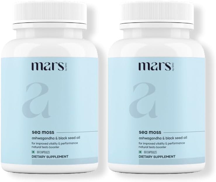 mars by GHC Surge Natural Sea Moss Caps (60N) : Powered with Black Seed, & Vitamin D3 | Packed with 84 Minerals | Good Health Company - Pack of 2