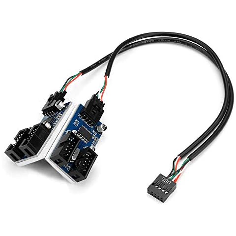 Motherboard 2.0 9pin USB Header 1 to 4 Extension Hub Splitter Adapter - Converter USB 2.0 Female to 4 Female - 30CM USB 9-pin Internal Cable 9 pin Connector Adapter Port Multiplier Cover