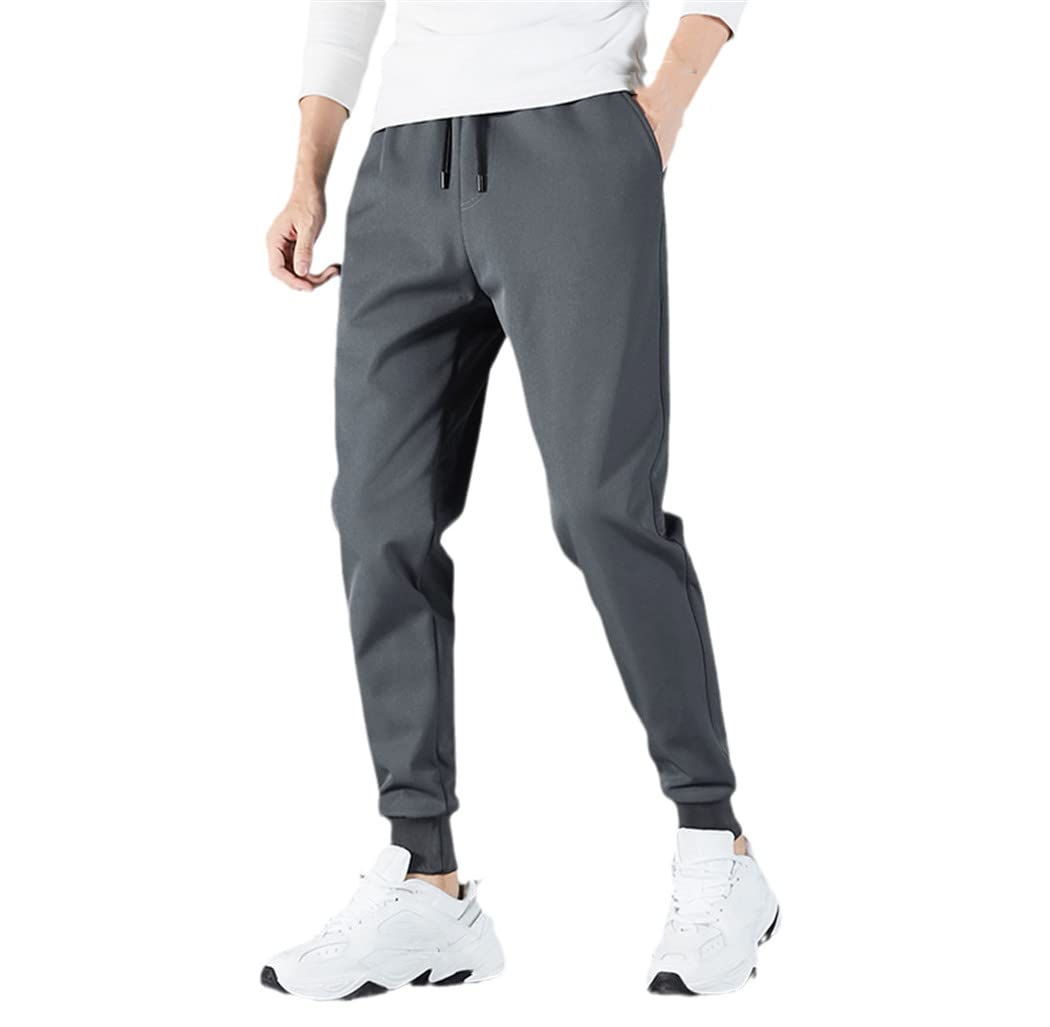 Pantalon de sport pour homme gris uni avec coupe mince et microélasticité - 7