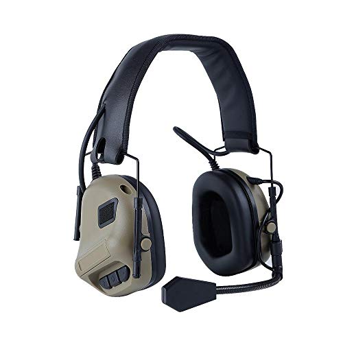 Preisvergleich Produktbild TEEPAO Elektronischer Gehörschutz mit Mikrofon, Geräuschreduzierung, Geräuschverstärkung, Headset / Kopfhörer NRR 21 DB Sport Arbeit Outdoor Jagd Schutz Werkzeug, Mud Color