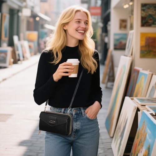 Small Crossbody Bag for Women Cell Phone Purse Women's Shoulder Handbags Double Zipper Wallet Purses with Card Slots2