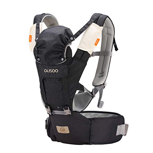 GLISOO Ergonomic 360° Best Baby Soft Carrier, Comfortable Adjustable Positions,Breastfeeding Fits All Newborn Toddler,HipSeat Infant and Backpack,All Seasons,Perfect for Hiking Shopping (Dark Gray)