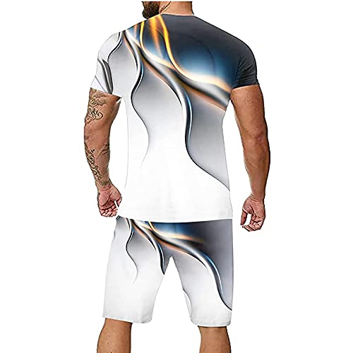 JUANMAO Herren Jogginganzug Trainingsanzug Sportanzug Muscle Basic Gym Sport Fitness Tshirt Sommer Casual Hemden Tops Männer Lose Kurze Hosen Herren Stretch Bermuda Shorts Gelb M Cover