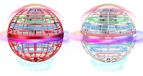 Junywell Flying Orb Ball Toy, Hover Hand Mini Drone Cosmic Globe, Fly Spinners for Kids Adults Indoor Outdoor Toys, Cool LED Lights Toys for 6 7 8 9 10+ Years Old Boys Girls Gift Blue