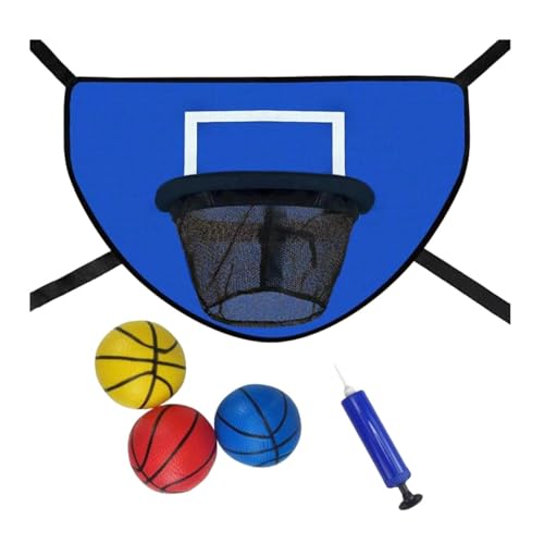 UxicRuya Trampolin Basketballkorb Set, Trampolin Basketballaufsatz, TOUEUX Accessories Indoor mit 3 Basketbällen Und Pumpe