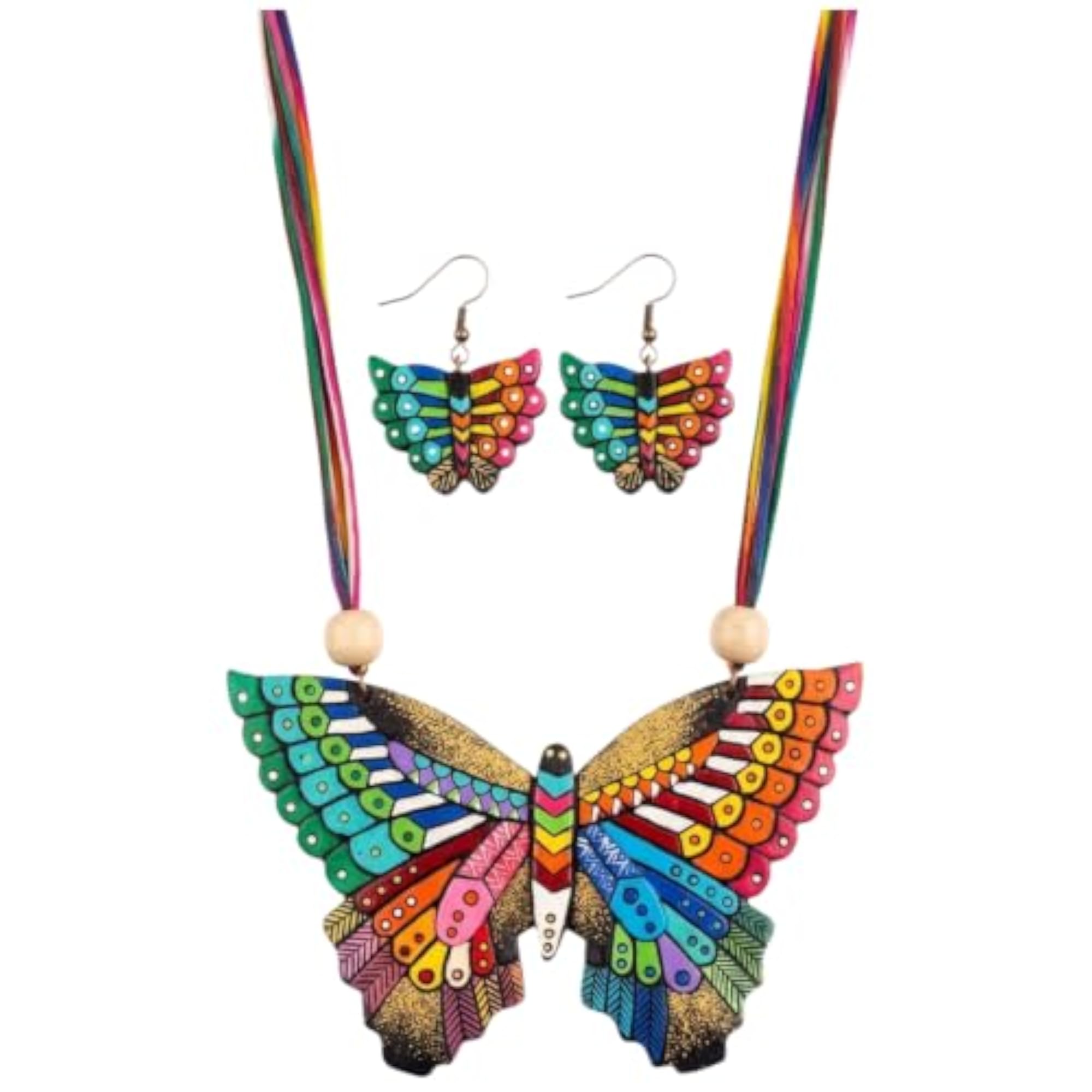 Rainbow Butterfly Terracotta Jewellery Set, Colourful