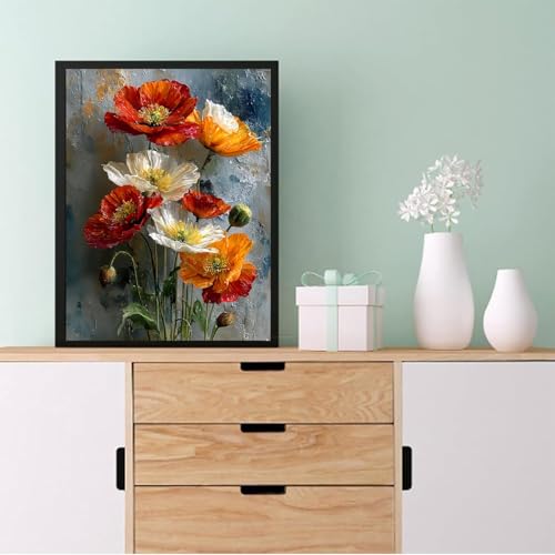 Image of Eiazuiks Stamping Cross Stitch Kit, Flower Counting Cross Stitch Kit for Adult Beginners, Full Line DIY Stitching Kit for Home Decor Cross Stitch Patterns 12x16 inches