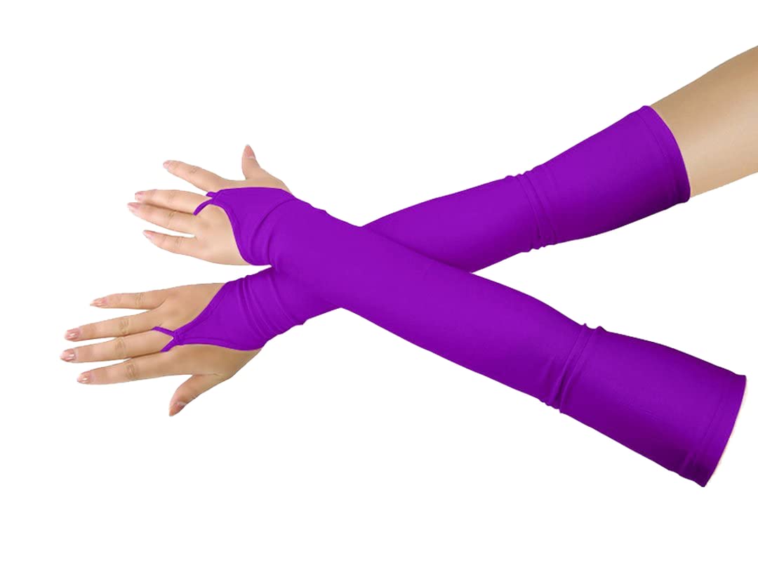 Shinningstar Girls' Boys' Adults' Stretchy Spandex Fingerless Over Elbow Cosplay Catsuit Opera Long Gloves
