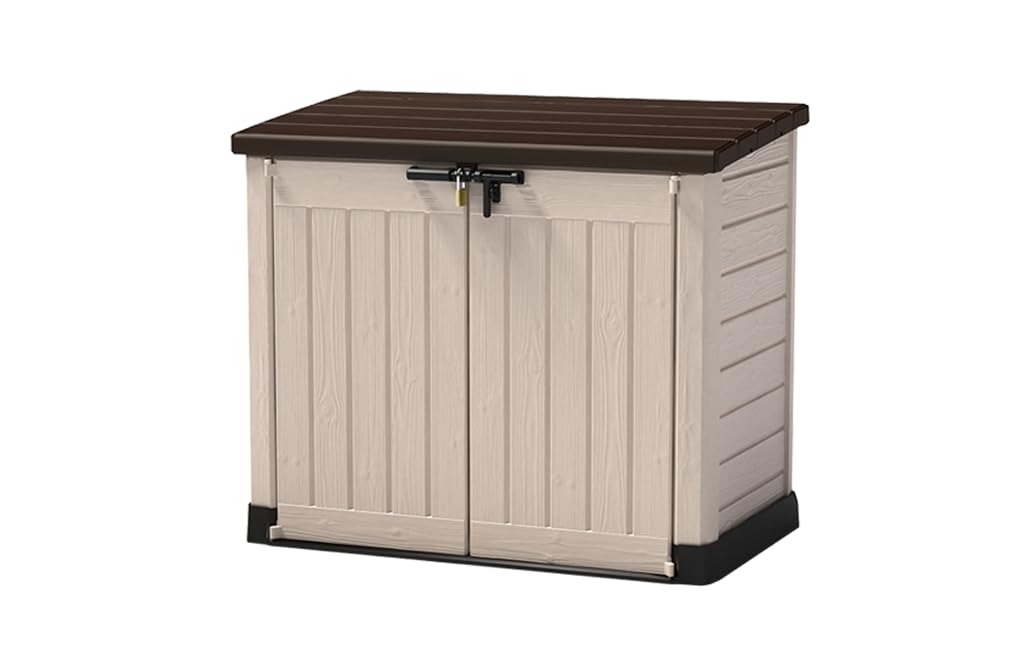 Keter Store-It Out Max Outdoor Plastic Garden Storage Shed, Beige and Brown, 145.5 x 82 x 125 cm (L x H x W)