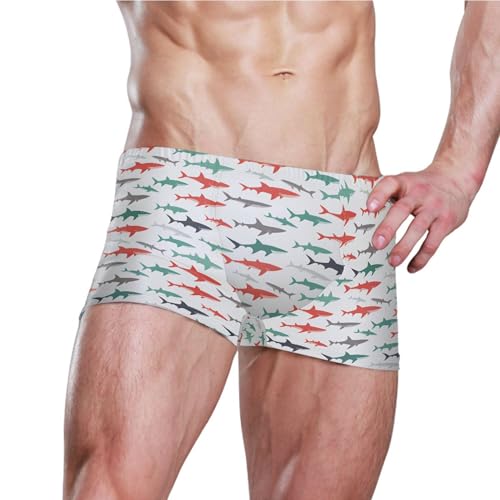 Shark Cute Mens Swim Trunk Swimwear Bathing Suit Swim Brief Square Leg Board Short S B04036823
