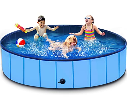 Amenon 65" Foldable Pools For Kids,Dog Pool For Large Dogs, Non Slip Hard Plastic Pet Bathing Tub, Outdoor Swimming Kiddie Pets Cats Puppy Collapsible Portable Wading Pool #TOP29