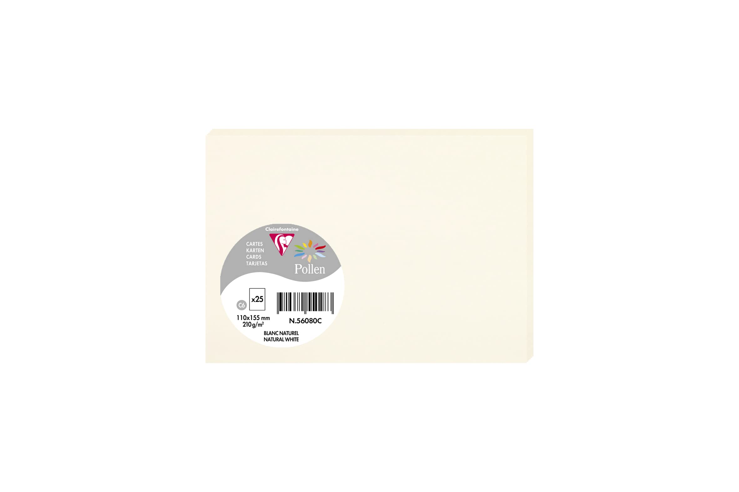 Papier Clairefontaine Pollen A4 - 25 Feuilles 210 G/m², Blanc Naturel