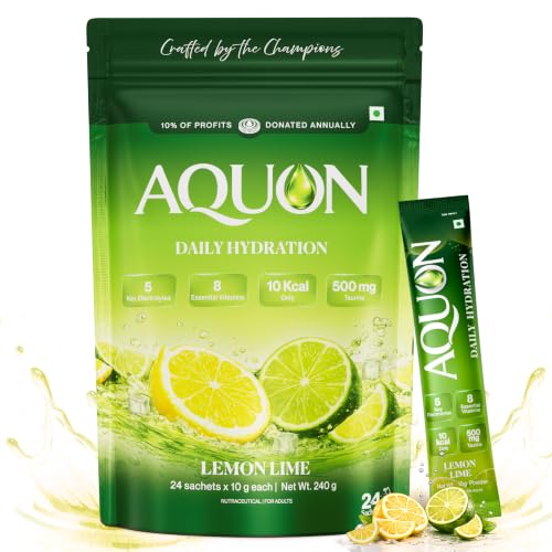 Image of AQUON Electrolyte Hydration Drink Mix, Lemon Lime, 24 Sachets