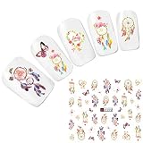 JUSTFOX - Tattoo Nail Art Traumfänger Feder Schmetterling Aufkleber Nagel Sticker Nägel Fuß Water Decal