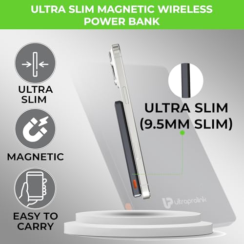Image of UltraProlink 5000mAh Slimmest Wireless Magnetic Mag-Safe Power Bank| 22.5W Fast Charge Type C Port with PD-PPS Support |Charging for iPhone Series 16,15,14,13 | Made in India |Grey|Juice-Up Mag 4