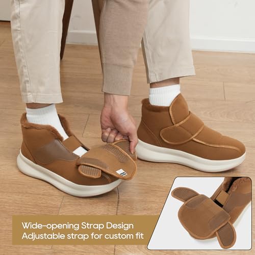 Men Diabetic Shoes Warm Winter Walking Booties Snow Boots for Swollen Feet2